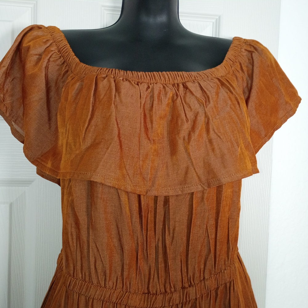 Rust Off-Shoulder Jumper With Pockets - Picture 3 of 3